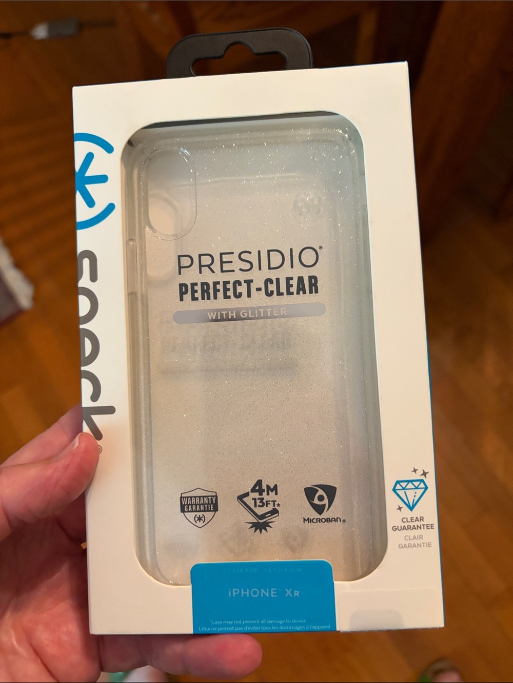 Speck Presidio Perfect-Clear iPhone XR Case - Clear with Gold Sparkle